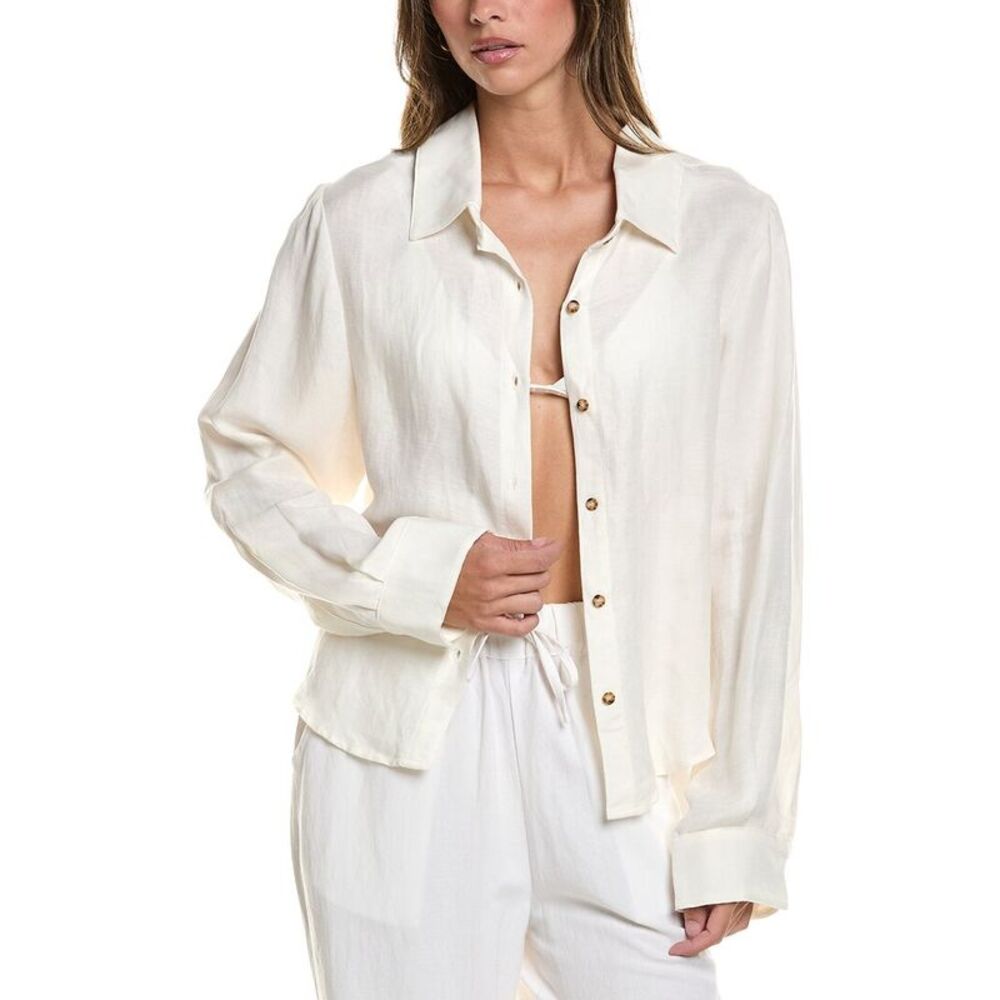 Anemos Womens  Linen-Blend Phillips Button-Down Shirt
